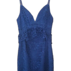 GUESS Blue Solstice Lace Crochet Ruffle Strappy Bodycon Party Wedding Dress 4/Sm